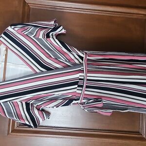 Monteau Amazing striped pantsuit with slit bell bottoms